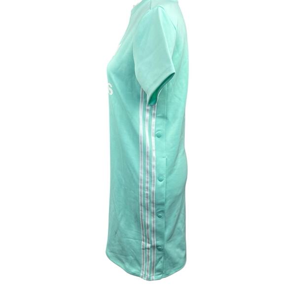 Adidas Mint Green Trefoil Logo T-shirt Tee Dress Size M Side Snap - Picture 8 of 15
